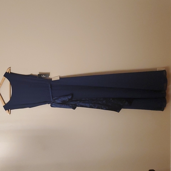 Lulu's Navy Blue Sleeveless Open Back Evening Formal Maxi Dress L - Picture 1 of 11